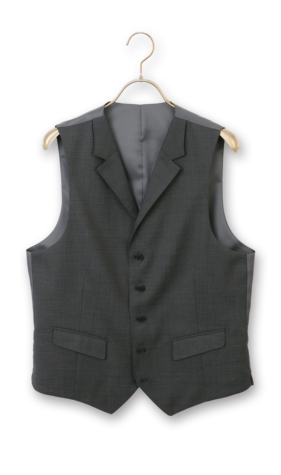 スタイリッシュ襟付きベスト【シングル】 チャコール S