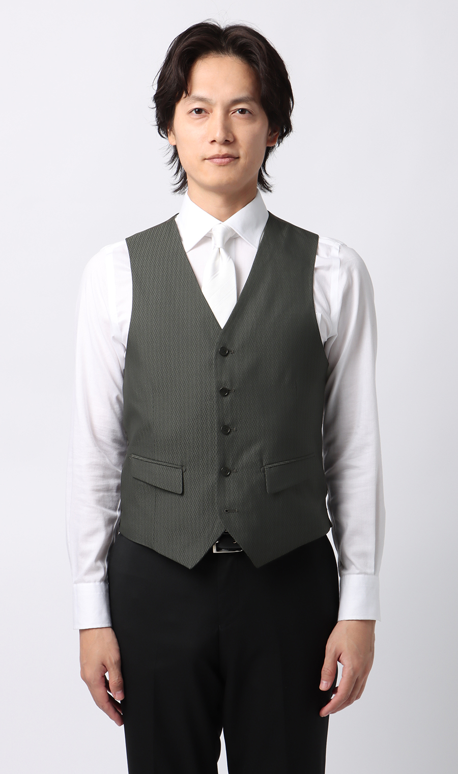 スタイリッシュベスト【シングル】【Plastics Smart】 チャコール 体型:E,号数(身長):L