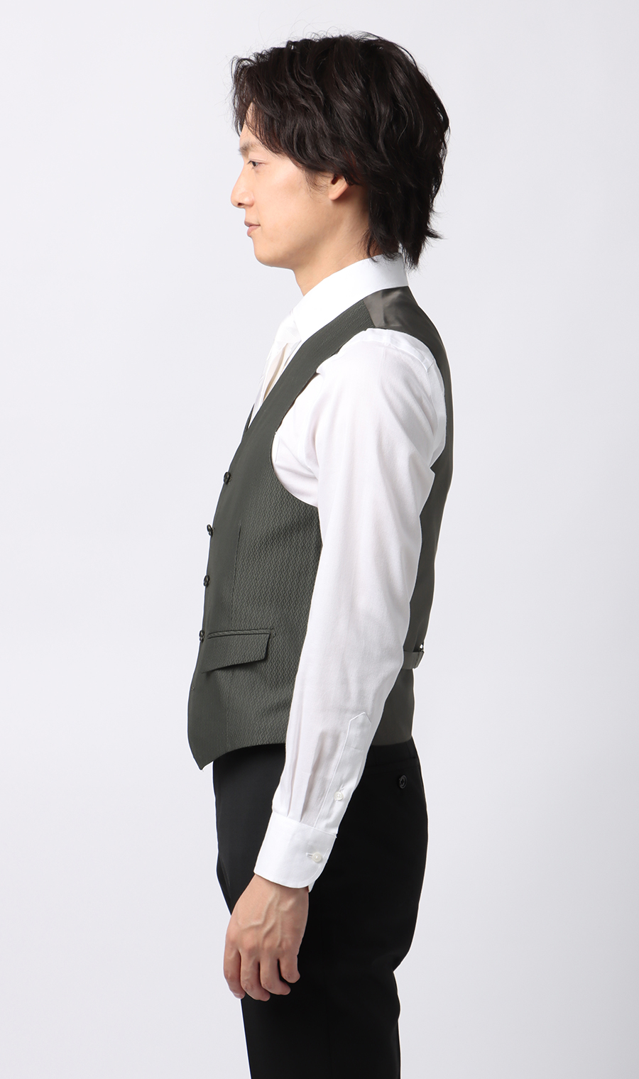 スタイリッシュベスト【シングル】【Plastics Smart】 チャコール 体型:E,号数(身長):L