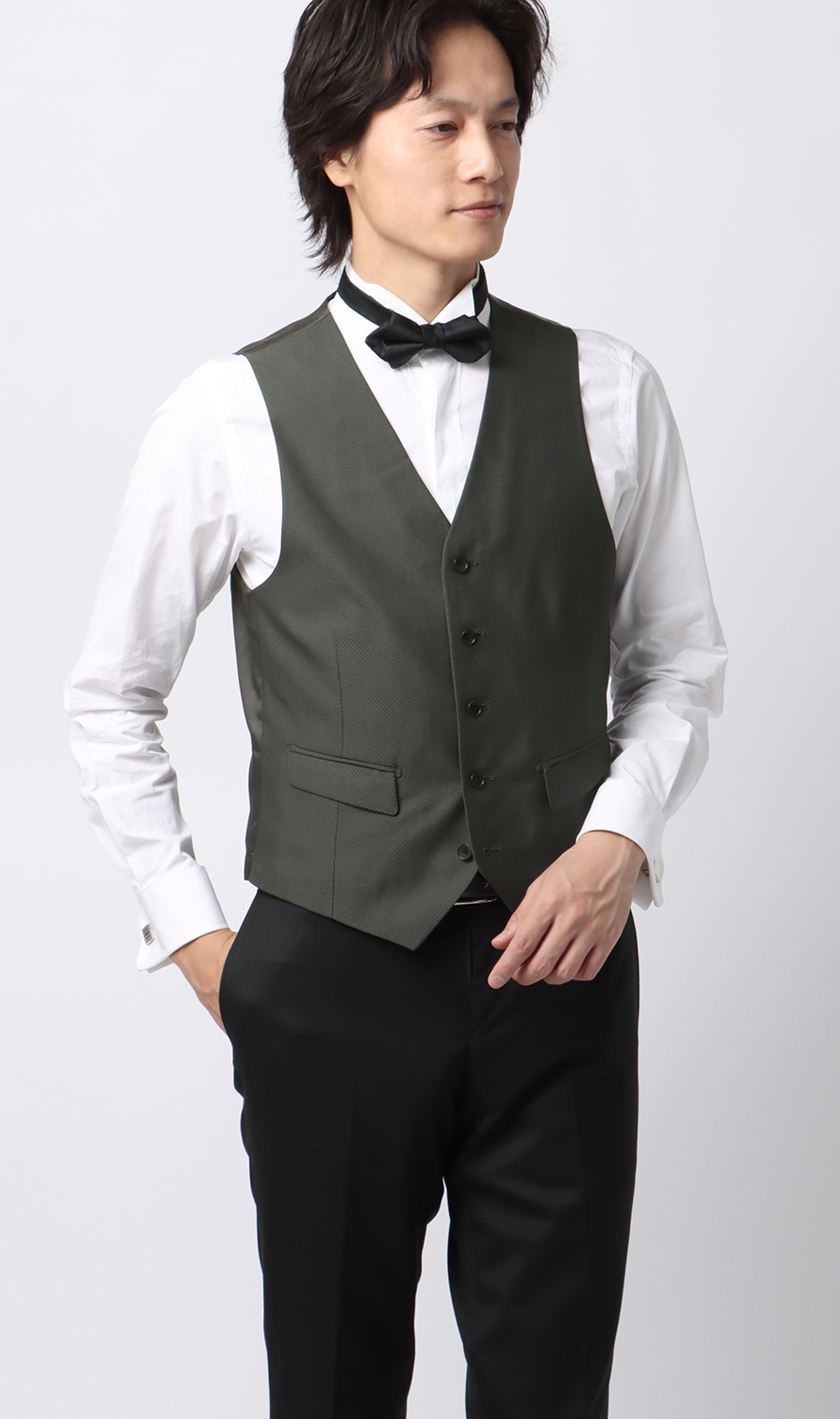 スタイリッシュベスト【シングル】【Plastics Smart】 チャコール 体型:E,号数(身長):L