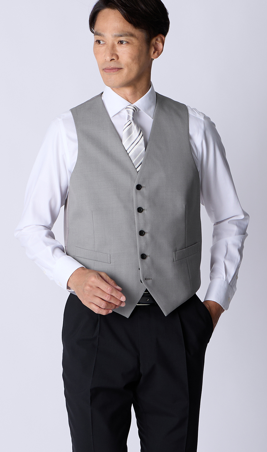 リバーシブルベスト【Plastics Smart】 ライトグレー 体型:AB体(がっちり型),号数(身長):4号(165cm)