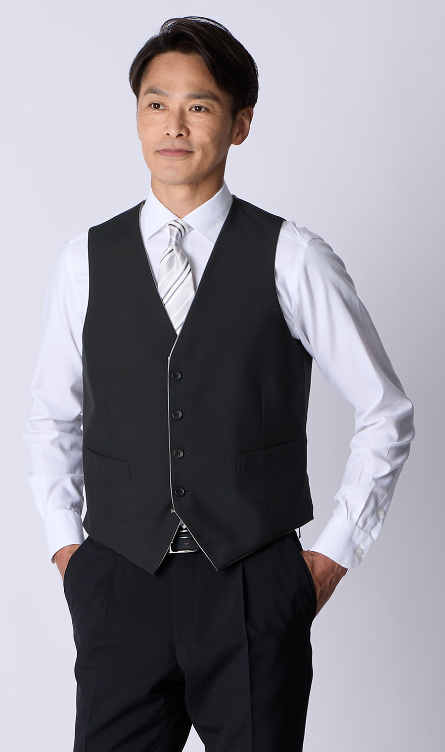 リバーシブルベスト【Plastics Smart】 ライトグレー 体型:AB体(がっちり型),号数(身長):4号(165cm)