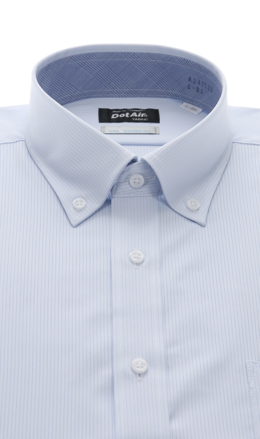 ボタンダウンワイシャツ【涼】【NON IRONTECH】【DotAir】【＃すご】 サックス 首周り:41cm,裄丈:82cm