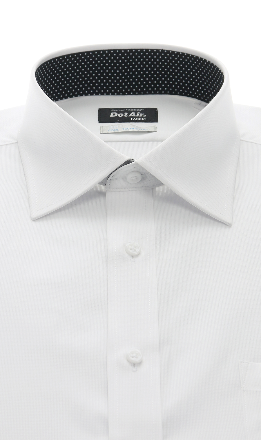 ワイドカラーワイシャツ【涼】【NON IRONTECH】【DotAir】【＃すご】 ホワイト 首周り:39cm,裄丈:80cm