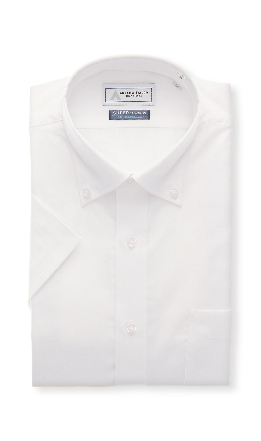 ボタンダウンワイシャツ【半袖】【涼】【白無地】【OEKO-TEX】 ホワイト 首周り:37cm,裄丈:00