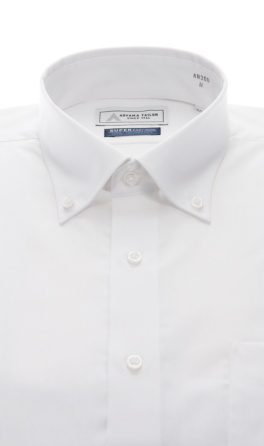 ボタンダウンワイシャツ【半袖】【涼】【白無地】【OEKO-TEX】 ホワイト 首周り:37cm,裄丈:00