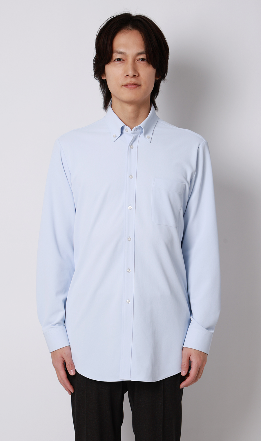 ボタンダウンワイシャツ【NON IRONTECH】【#すごシャツ】 ブルー 首周り:37cm,裄丈:78cm