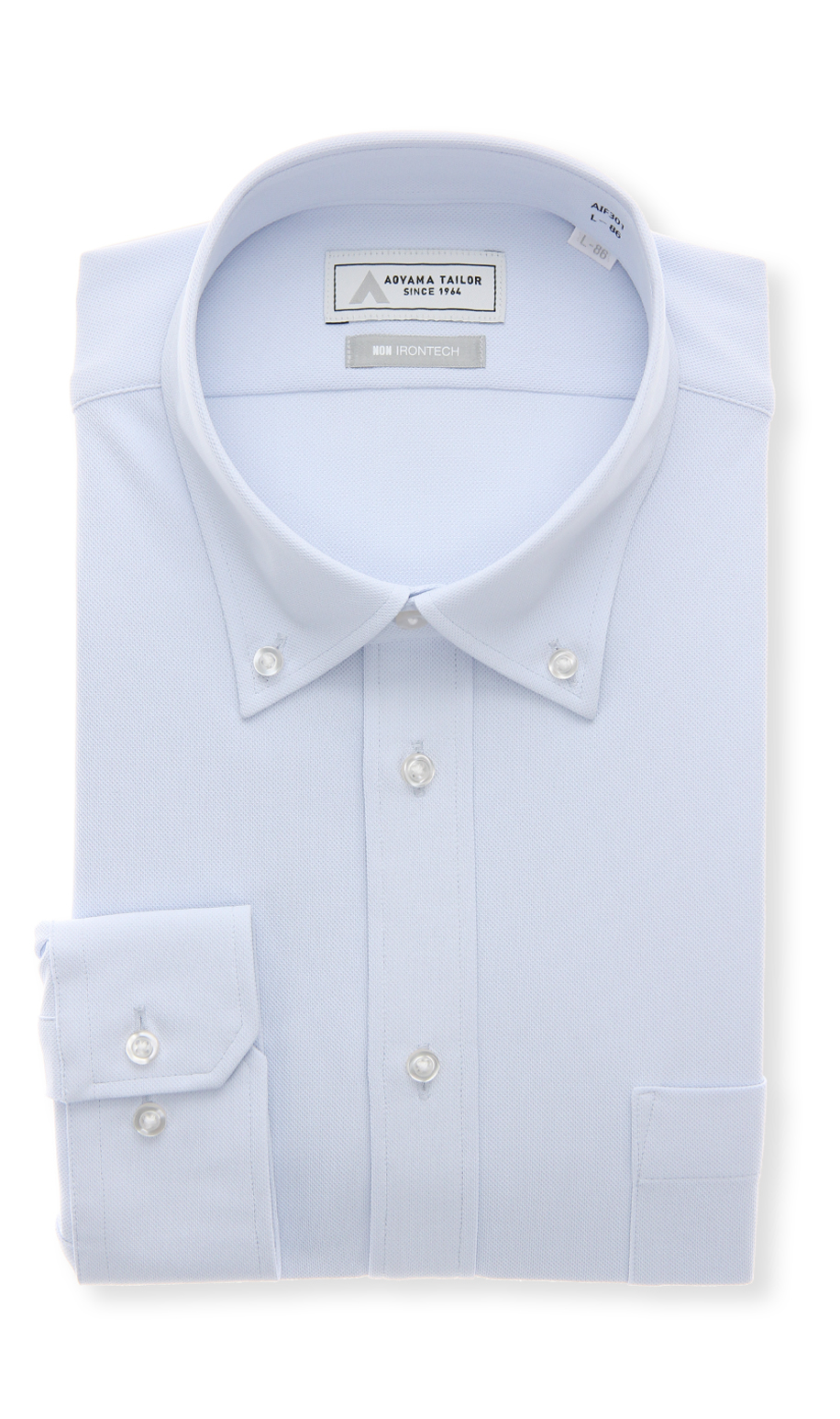 ボタンダウンワイシャツ【NON IRONTECH】【#すごシャツ】 ブルー 首周り:37cm,裄丈:78cm