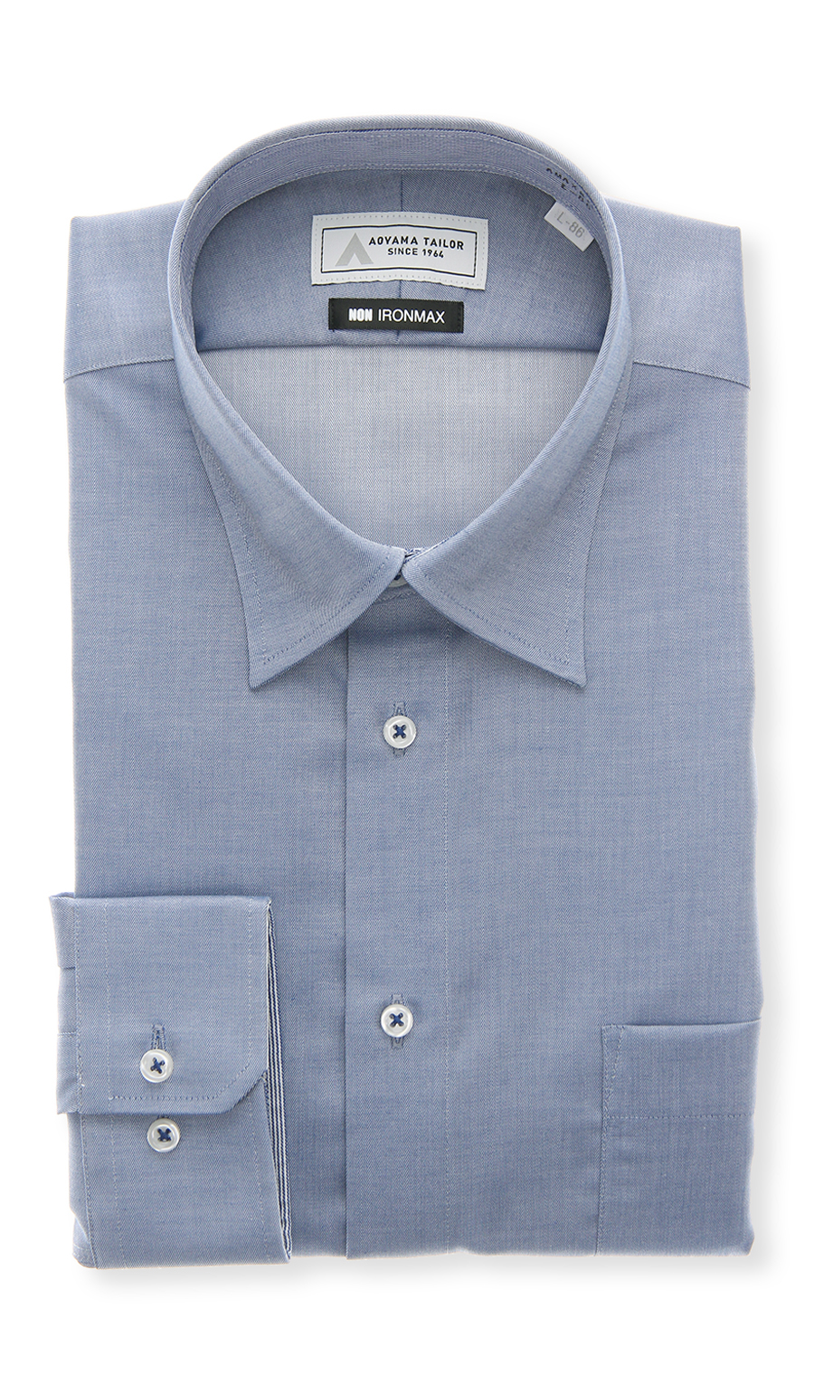 レギュラーカラーワイシャツ【NON IRONMAX】 ブルー 首周り:37cm,裄丈:78cm