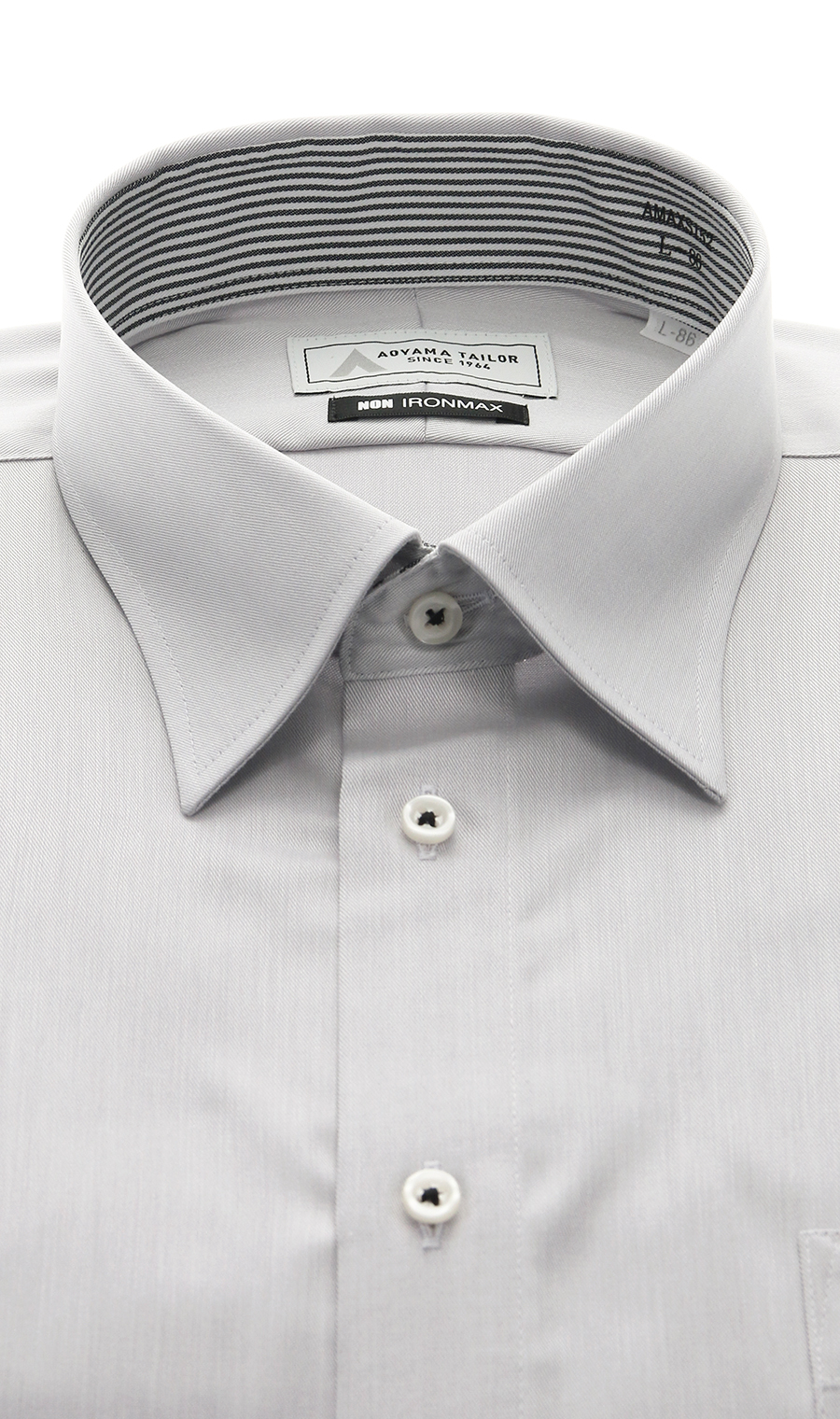 レギュラーカラーワイシャツ【NON IRONMAX】 ライトグレー 首周り:37cm,裄丈:78cm