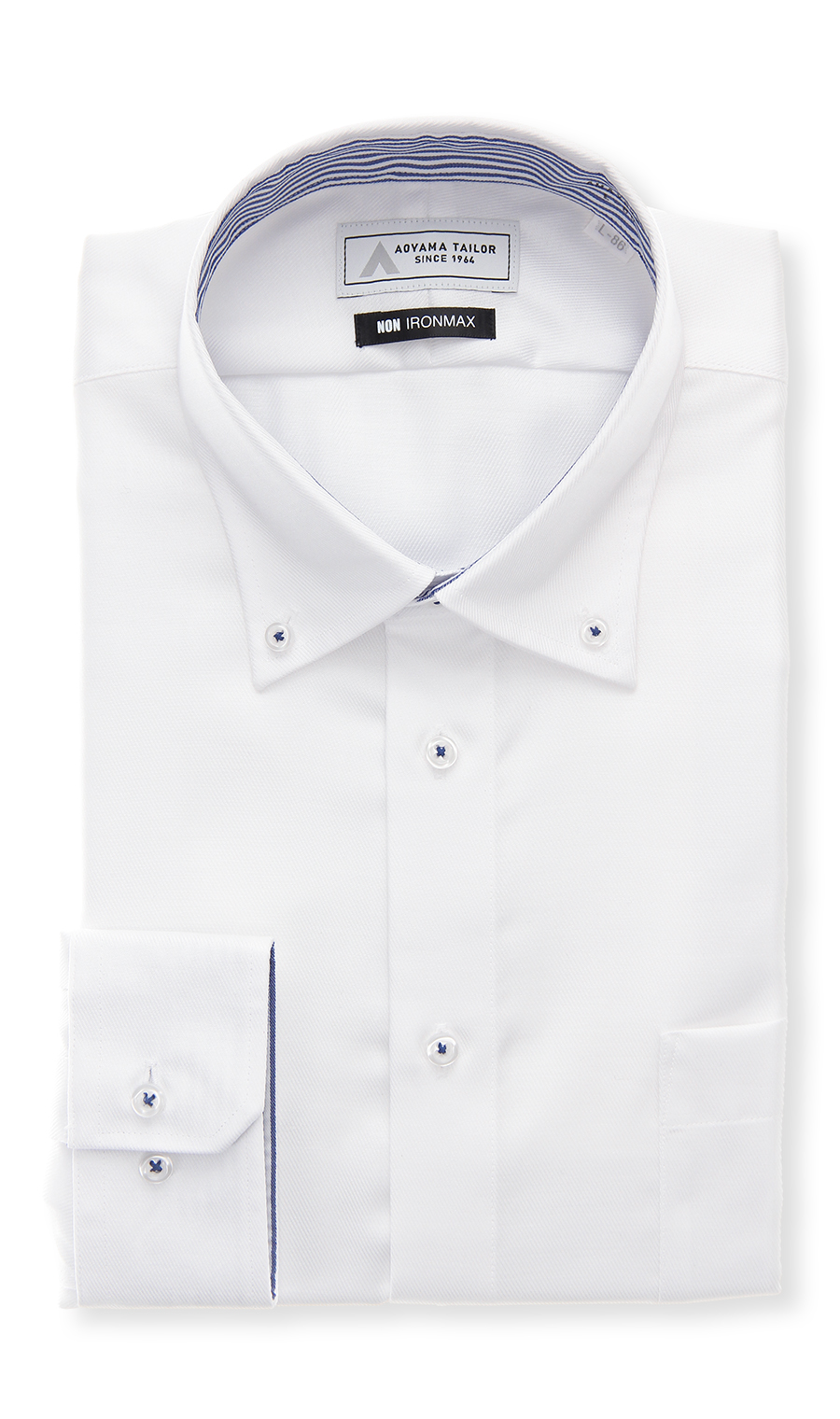 ボタンダウンワイシャツ【NON IRONMAX】 ホワイト 首周り:37cm,裄丈:78cm