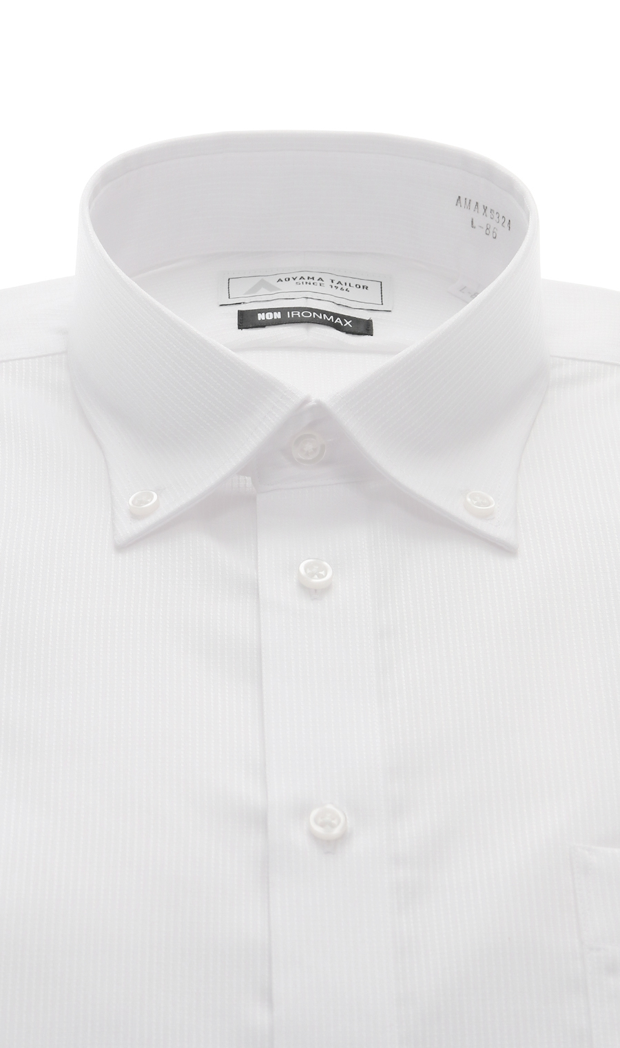 ボタンダウンワイシャツ【NON IRONMAX】 ホワイト 首周り:41cm,裄丈:86cm
