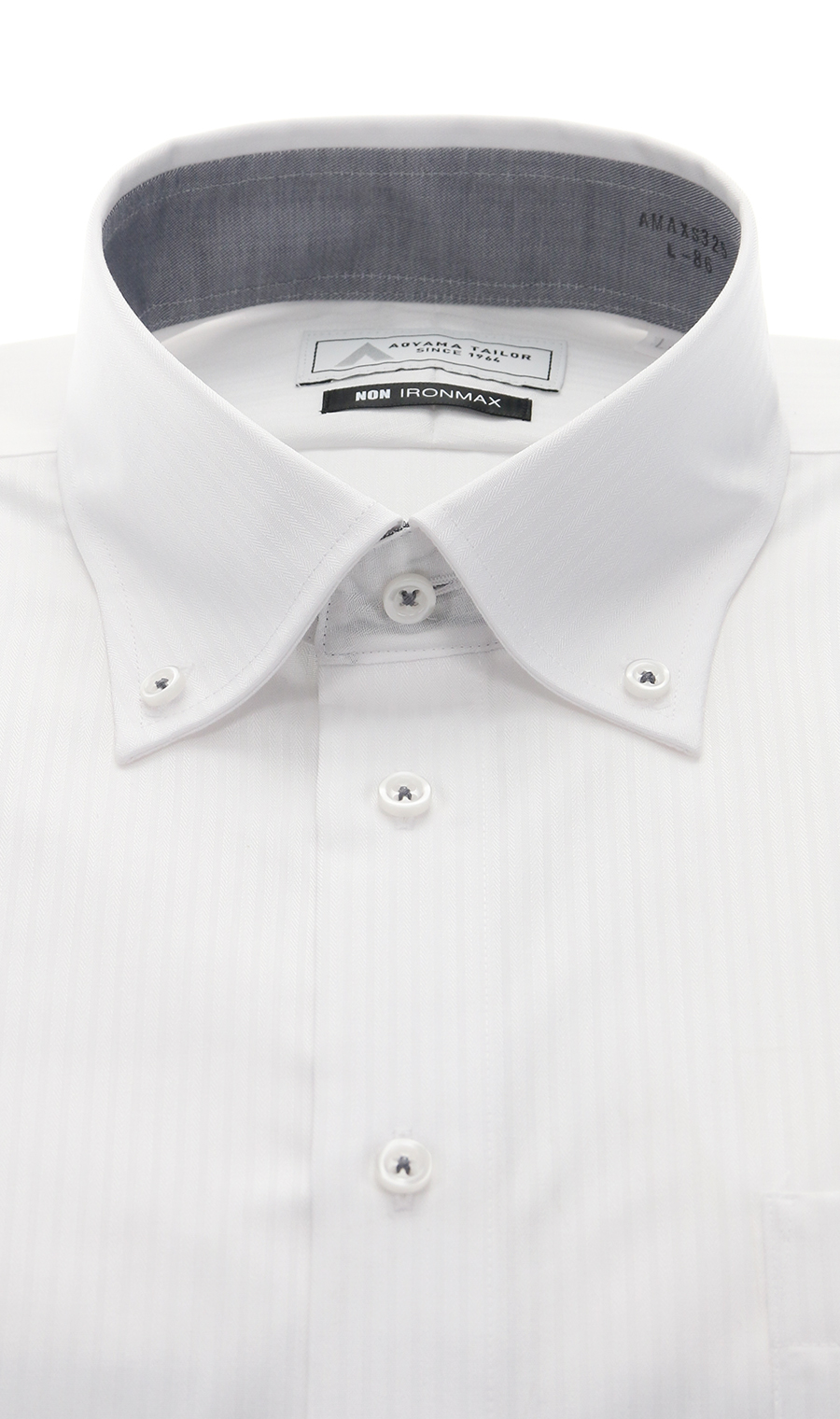 ボタンダウンワイシャツ【NON IRONMAX】 ホワイト 首周り:43cm,裄丈:86cm