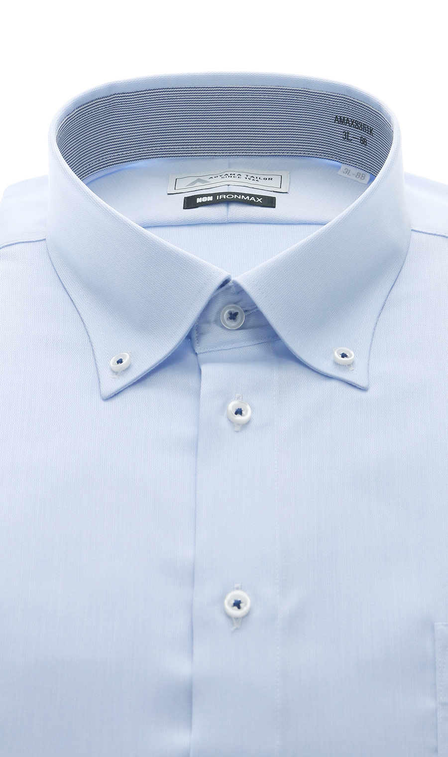 ボタンダウンワイシャツ【キング&トール】【NON IRONMAX】 ブルー 首周り:45cm,裄丈:84cm