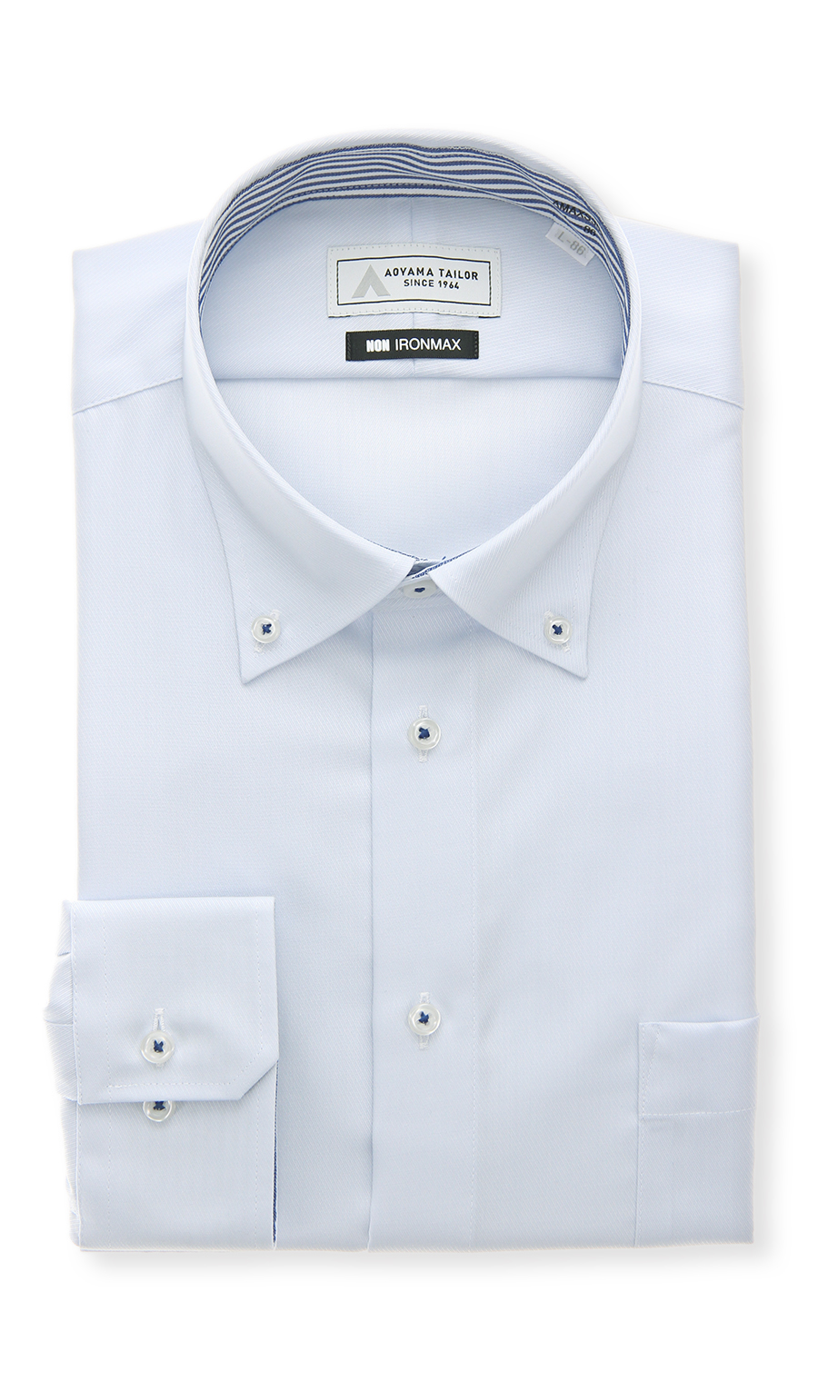 ボタンダウンワイシャツ【NON IRONMAX】 ブルー 首周り:37cm,裄丈:78cm