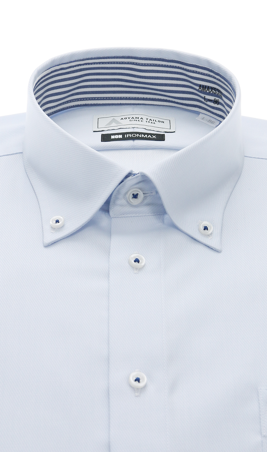 ボタンダウンワイシャツ【NON IRONMAX】 ブルー 首周り:37cm,裄丈:78cm