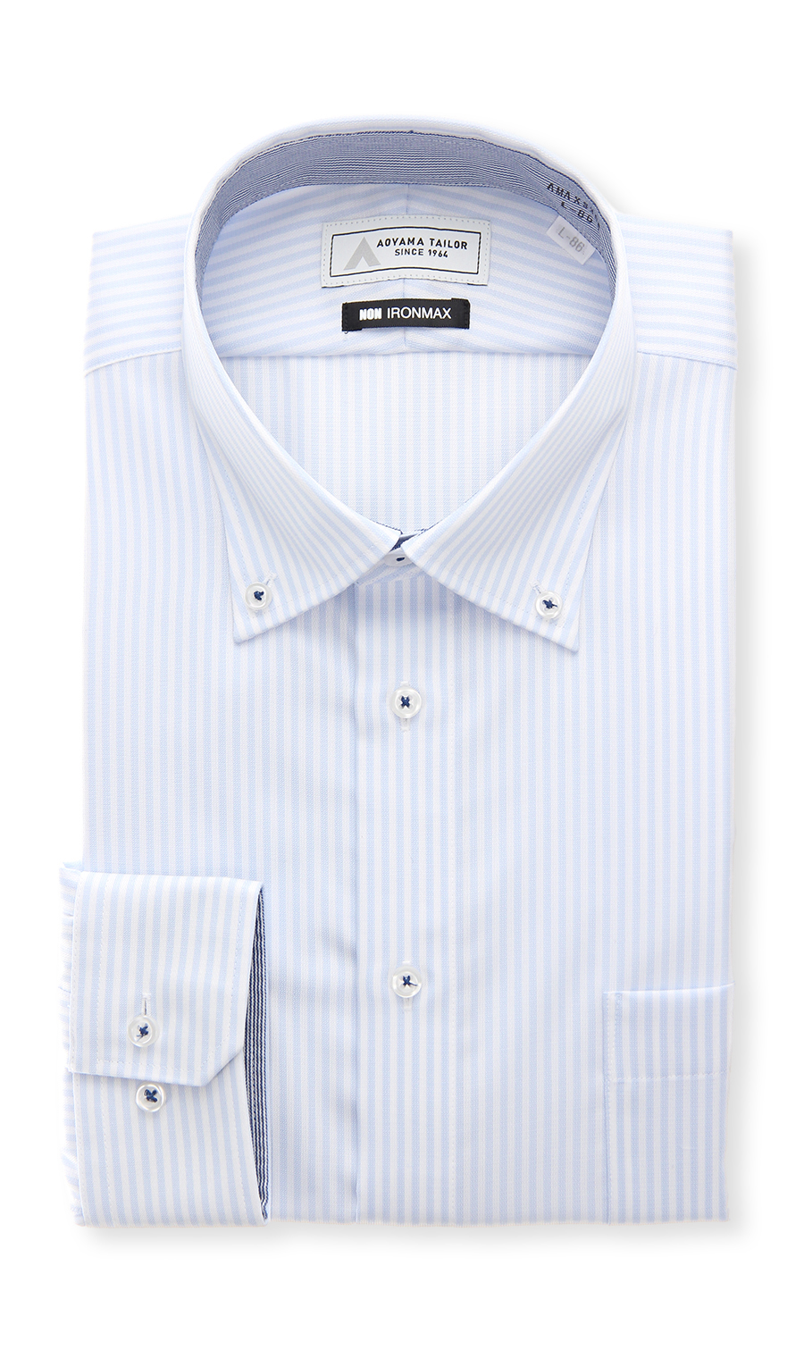 ボタンダウンワイシャツ【NON IRONMAX】 ブルー 首周り:37cm,裄丈:78cm