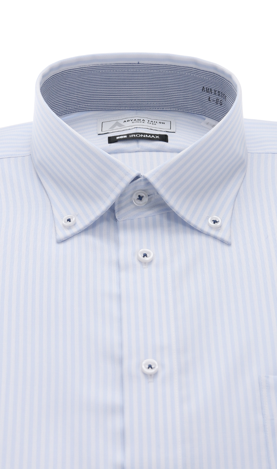 ボタンダウンワイシャツ【NON IRONMAX】 ブルー 首周り:37cm,裄丈:78cm