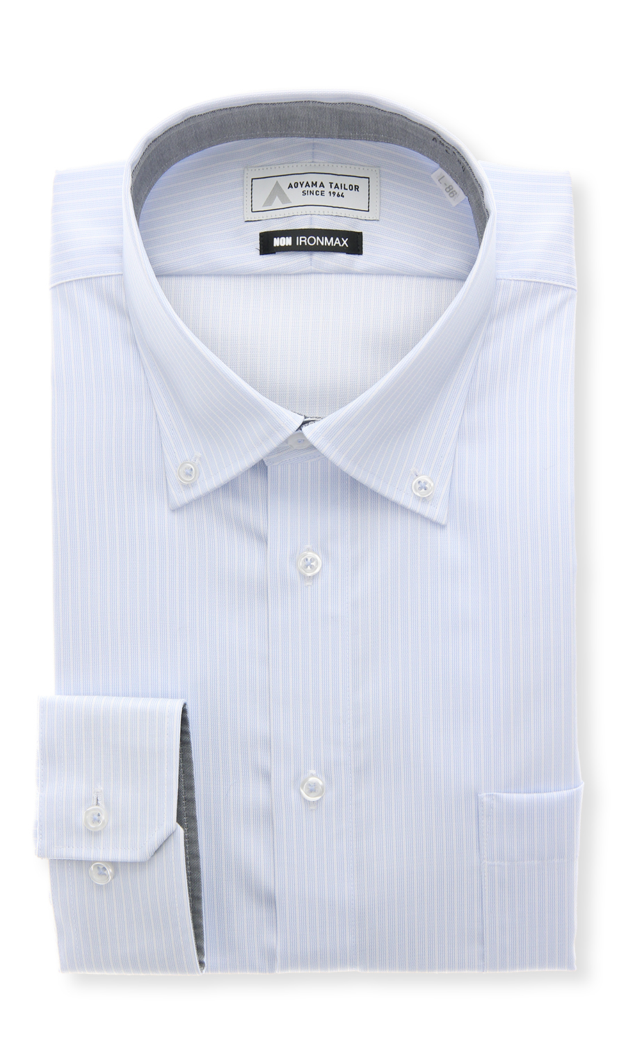 ボタンダウンワイシャツ【キング&トール】【NON IRONMAX】 ブルー 首周り:45cm,裄丈:84cm