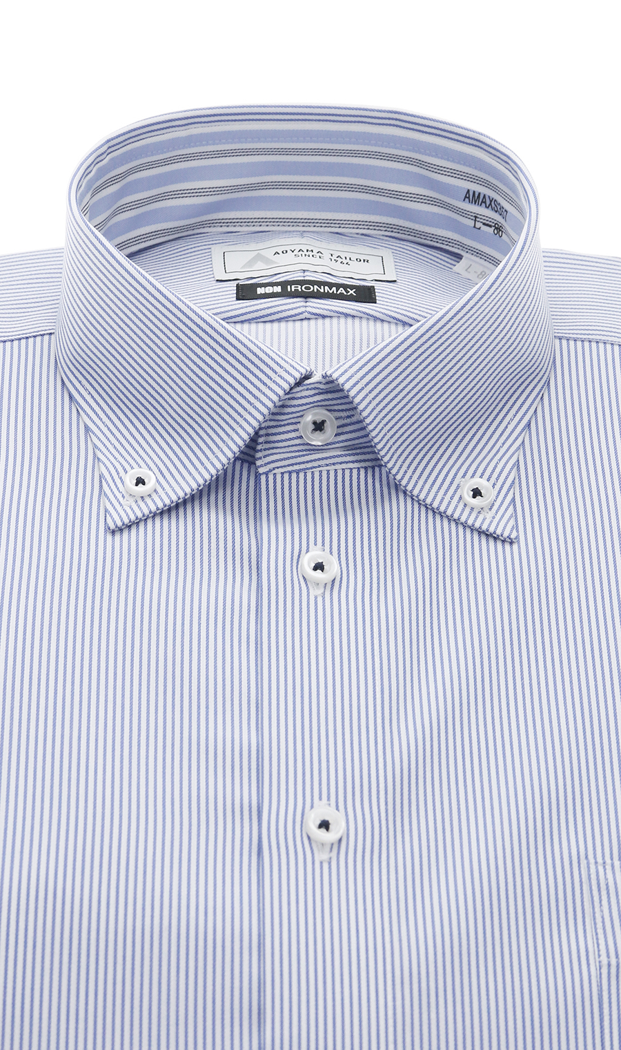 ボタンダウンワイシャツ【NON IRONMAX】 ブルー 首周り:37cm,裄丈:78cm