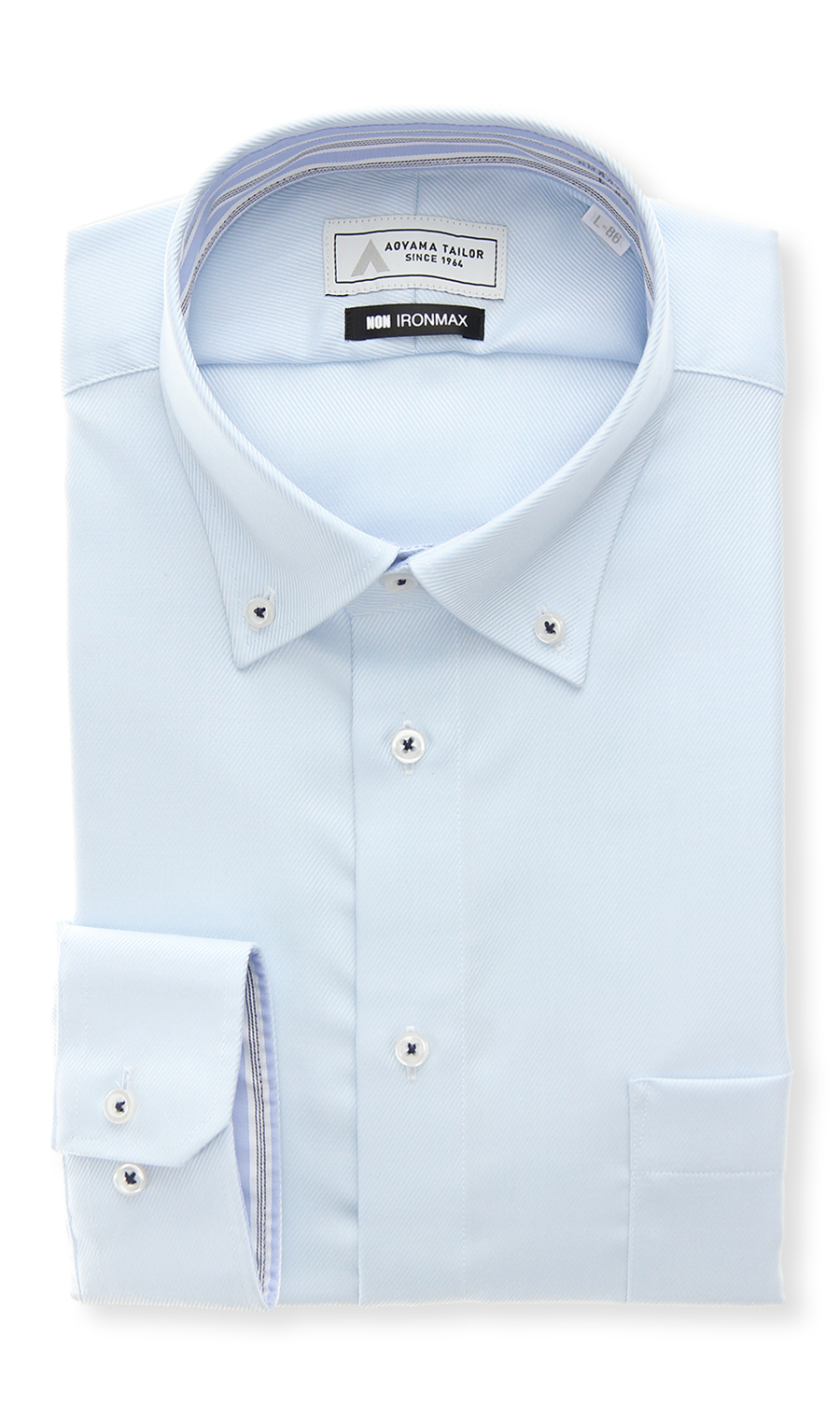 ボタンダウンワイシャツ【NON IRONMAX】 ブルー 首周り:37cm,裄丈:78cm