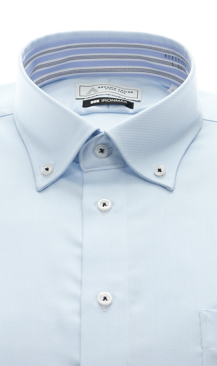 ボタンダウンワイシャツ【NON IRONMAX】 ブルー 首周り:37cm,裄丈:78cm