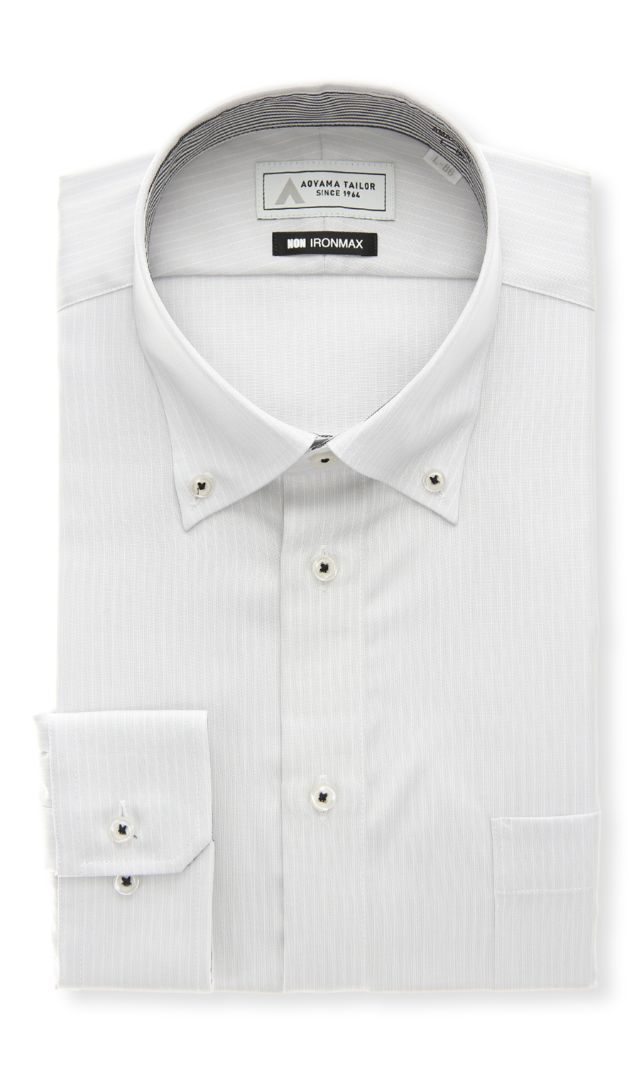 ボタンダウンワイシャツ【NON IRONMAX】 ライトグレー 首周り:37cm,裄丈:78cm