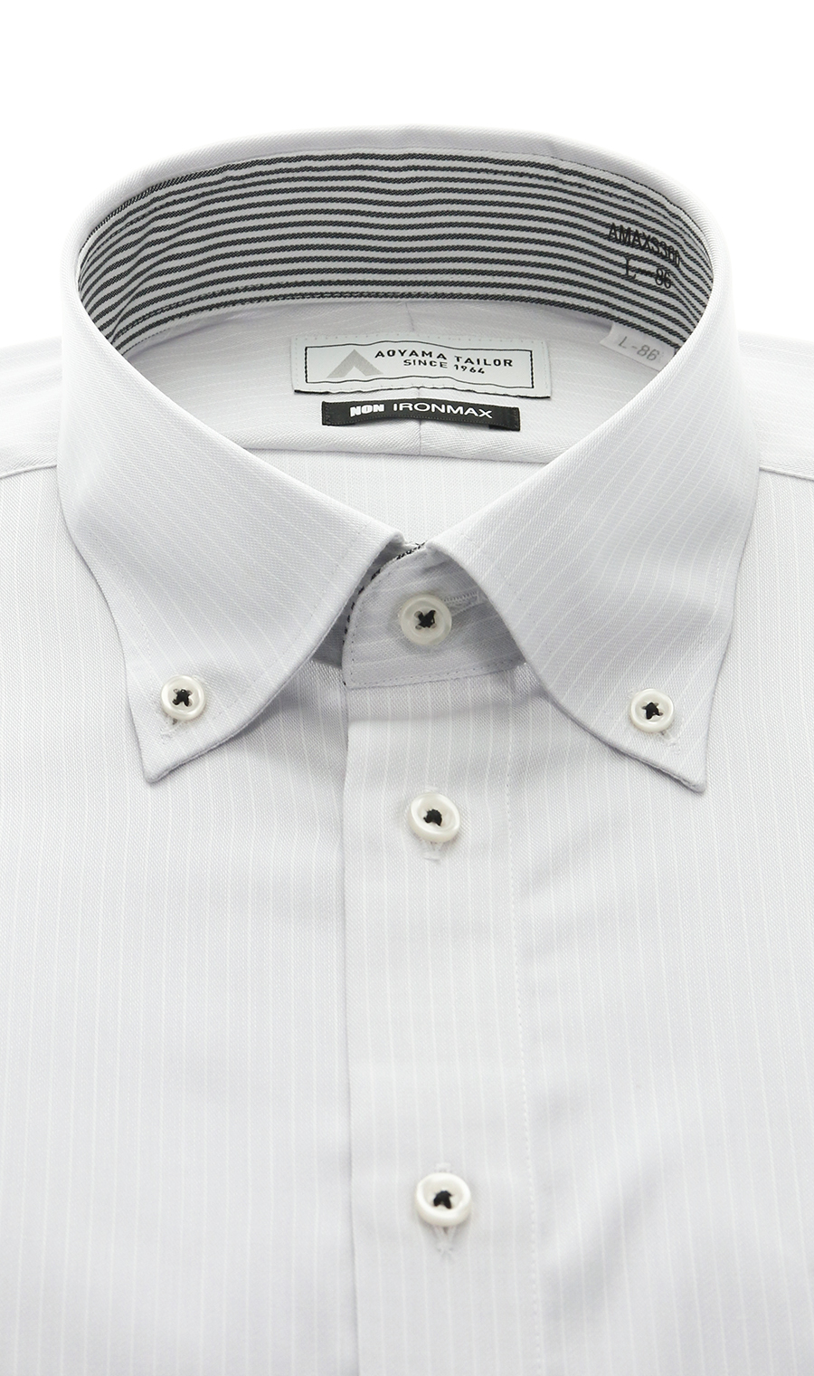 ボタンダウンワイシャツ【NON IRONMAX】 ライトグレー 首周り:37cm,裄丈:78cm