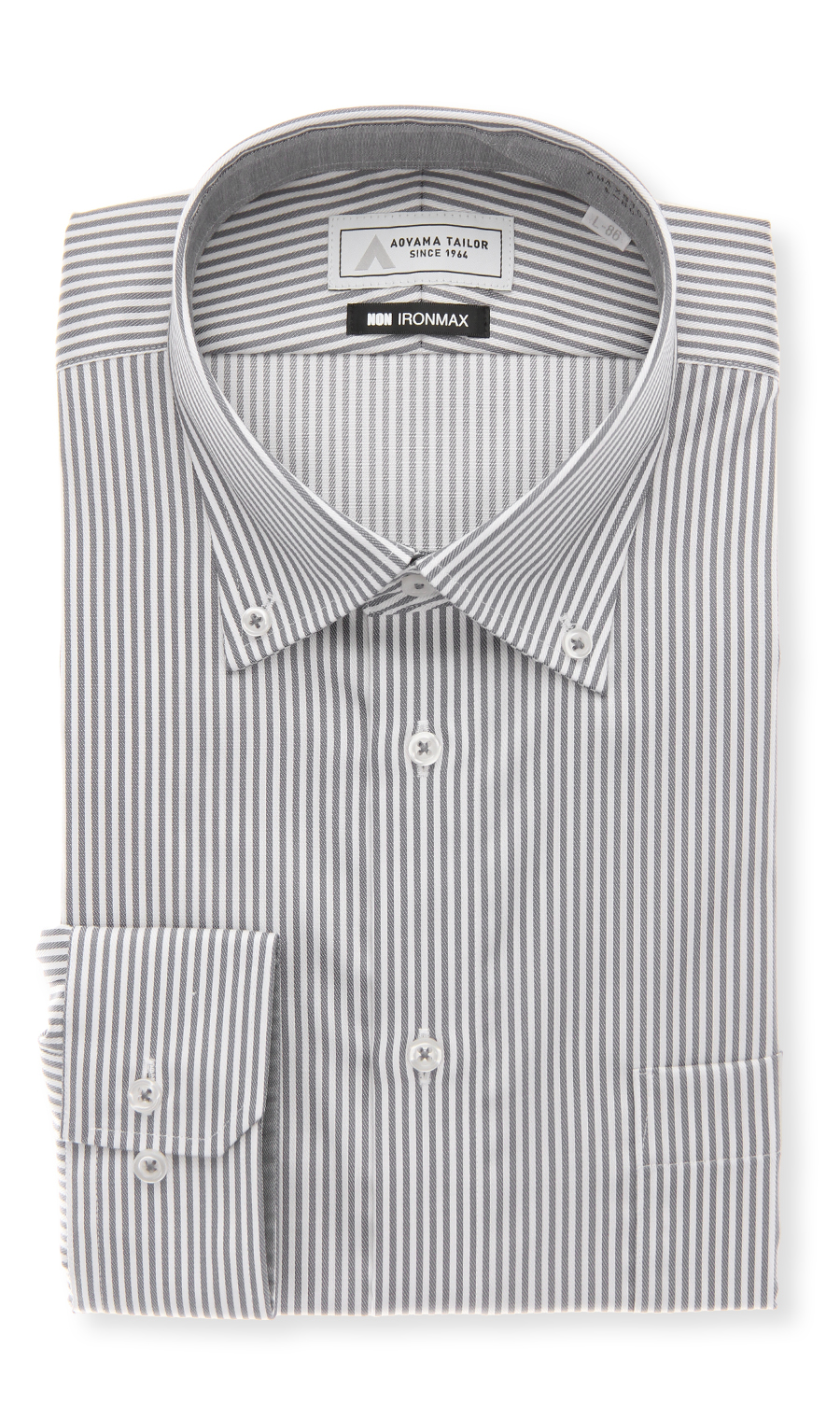 ボタンダウンワイシャツ【NON IRONMAX】 グレー 首周り:37cm,裄丈:78cm