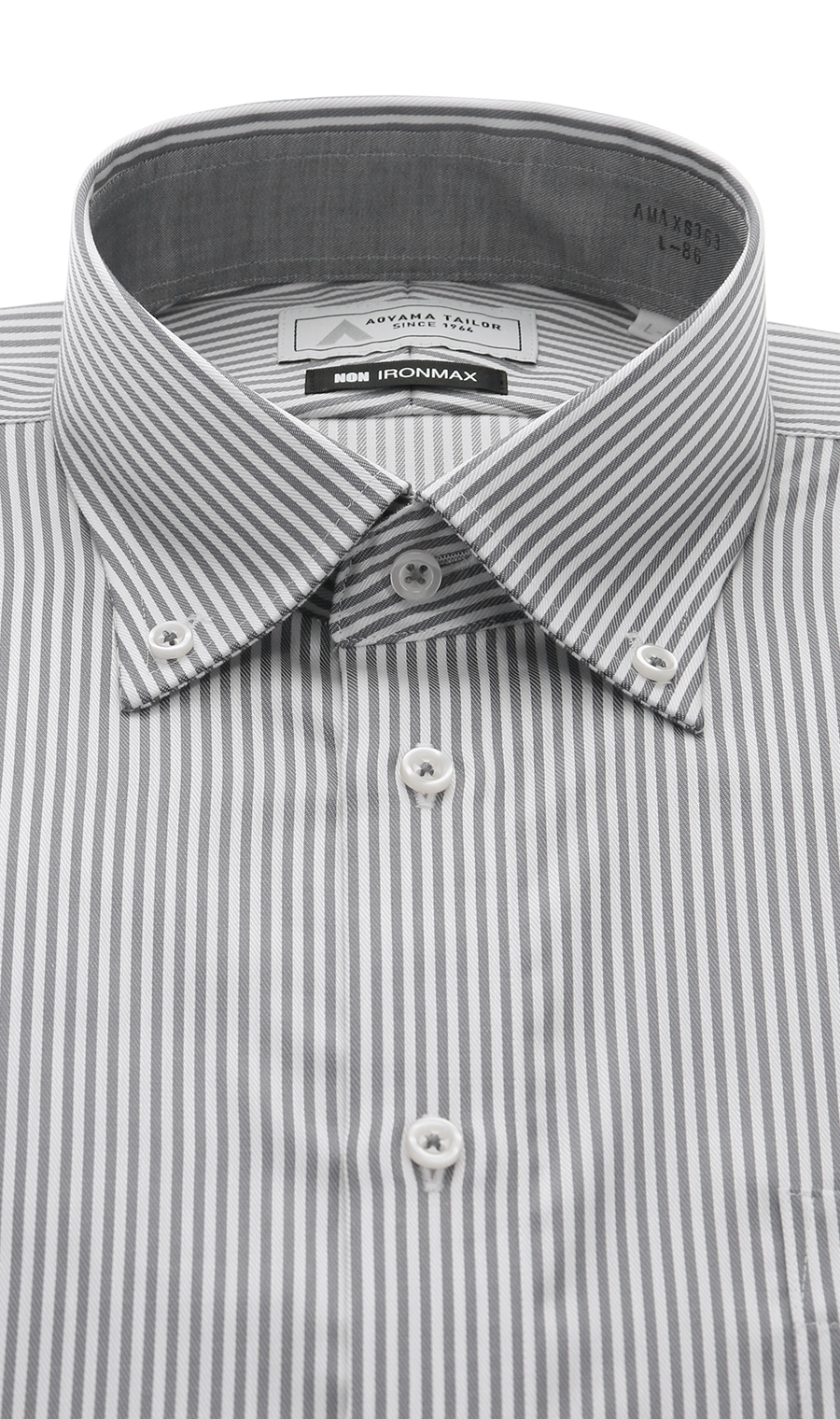 ボタンダウンワイシャツ【NON IRONMAX】 グレー 首周り:37cm,裄丈:78cm
