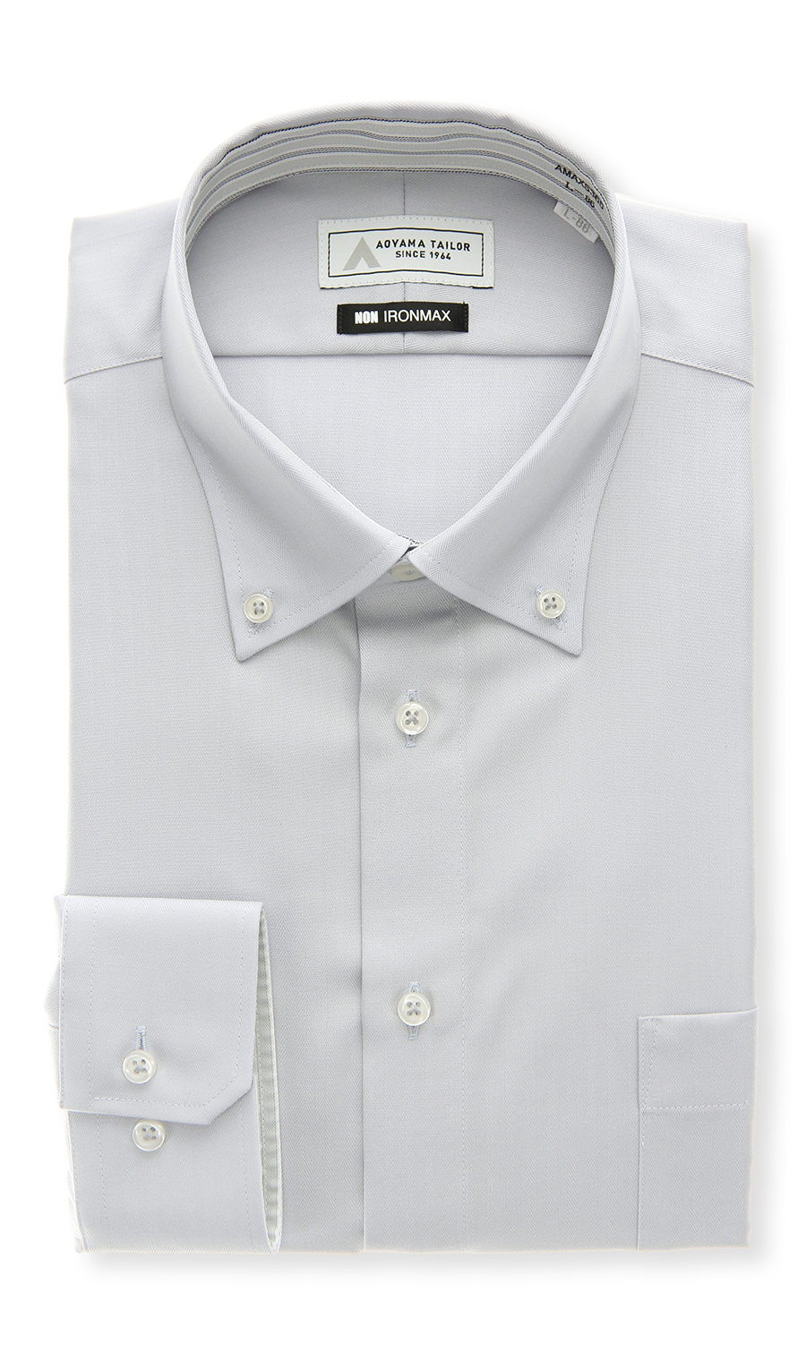 ボタンダウンワイシャツ【NON IRONMAX】 ライトグレー 首周り:37cm,裄丈:78cm