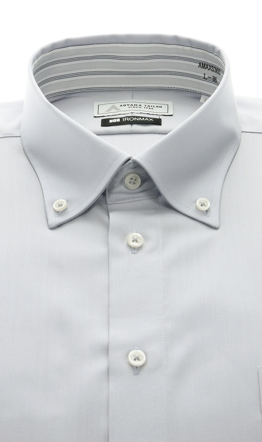 ボタンダウンワイシャツ【NON IRONMAX】 ライトグレー 首周り:37cm,裄丈:78cm