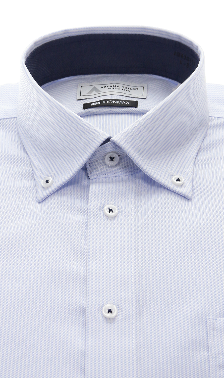 ボタンダウンワイシャツ【NON IRONMAX】 ブルー 首周り:37cm,裄丈:78cm
