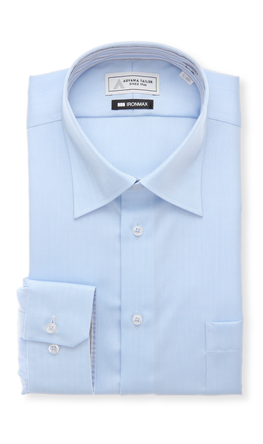ワイドカラーワイシャツ【NON IRONMAX】 ブルー 首周り:37cm,裄丈:78cm