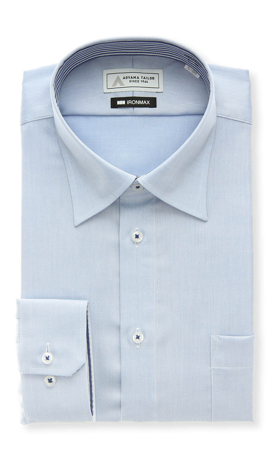 ワイドカラーワイシャツ【NON IRONMAX】 ブルー 首周り:37cm,裄丈:78cm