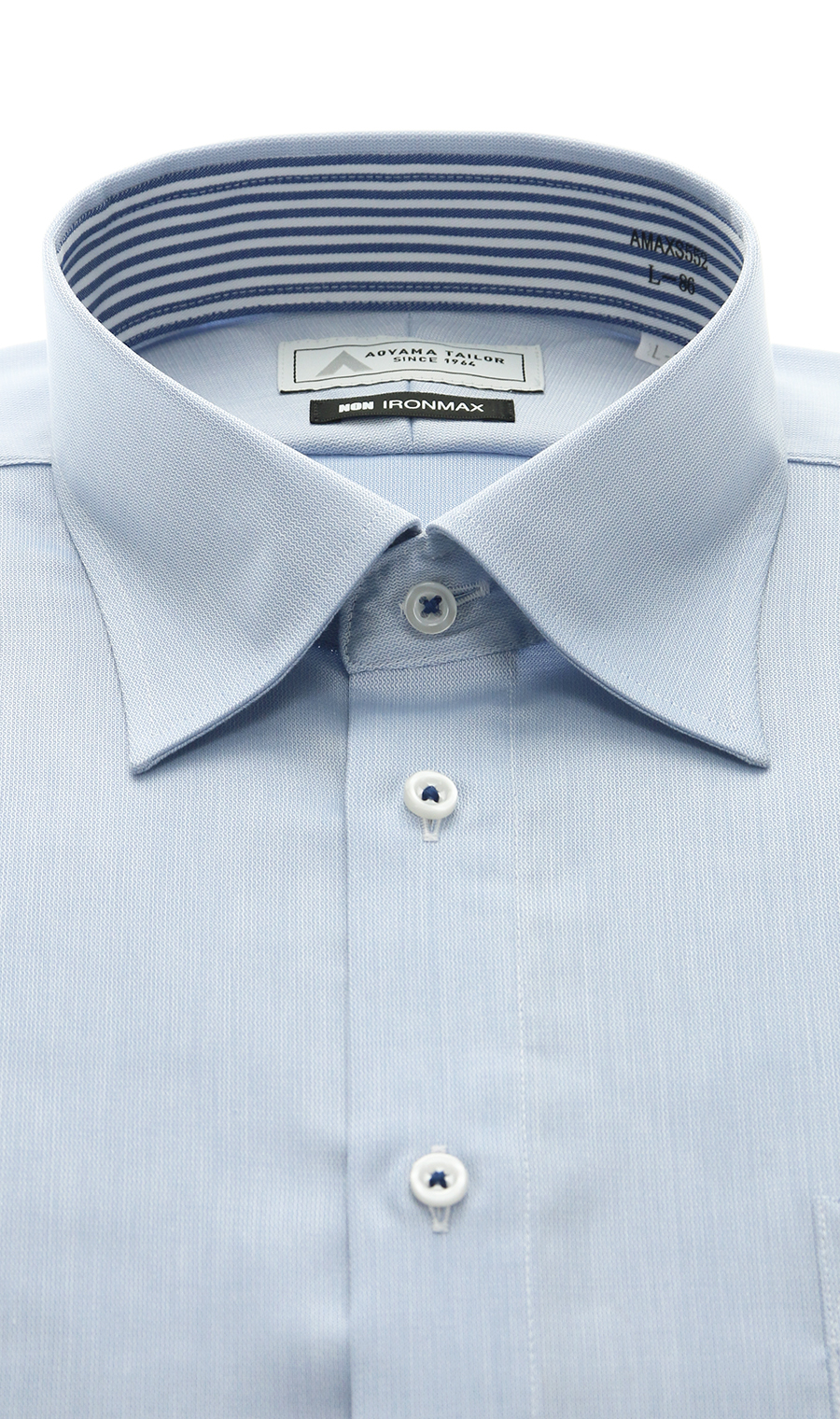 ワイドカラーワイシャツ【NON IRONMAX】 ブルー 首周り:37cm,裄丈:78cm