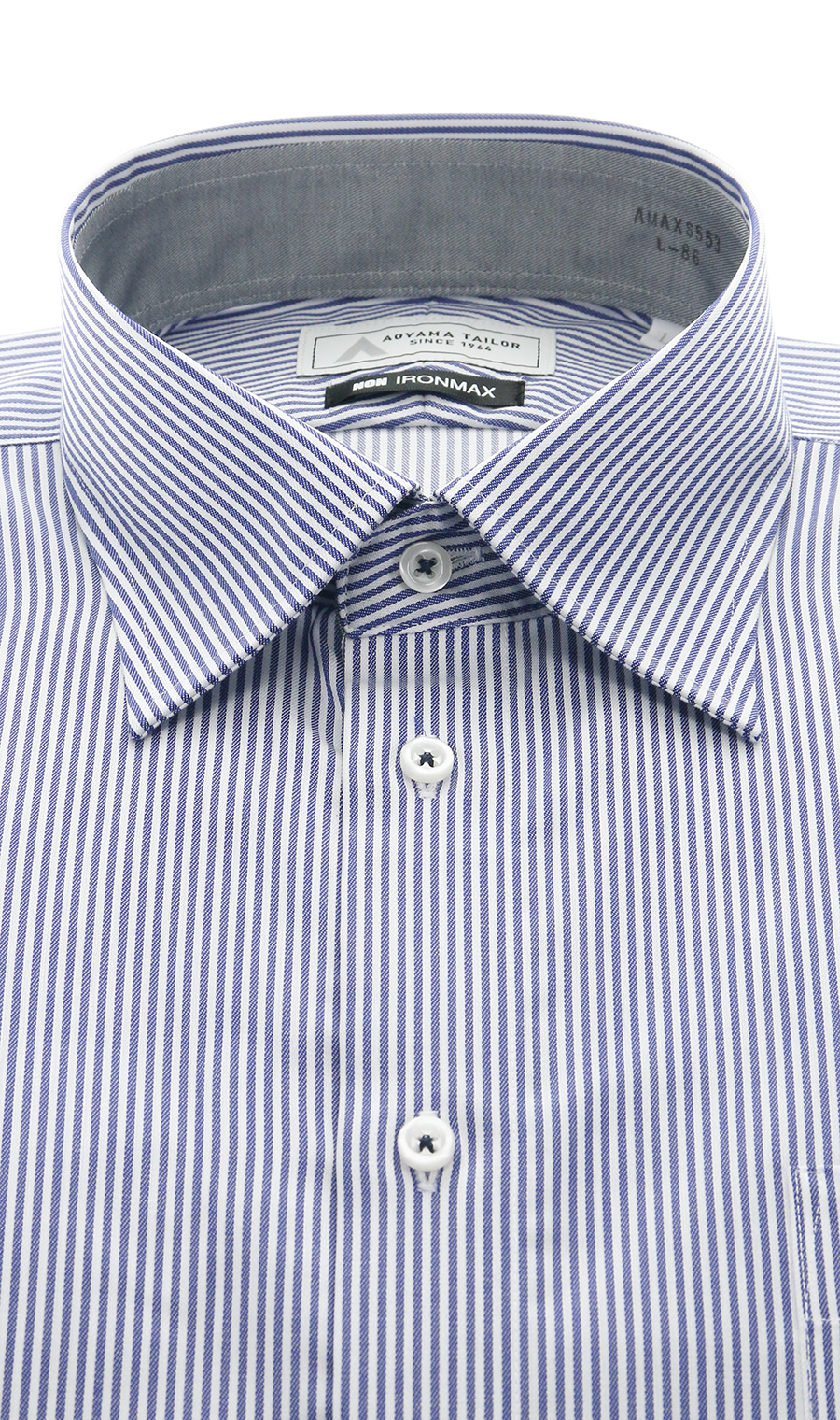 ワイドカラーワイシャツ【NON IRONMAX】 ネイビー 首周り:37cm,裄丈:78cm