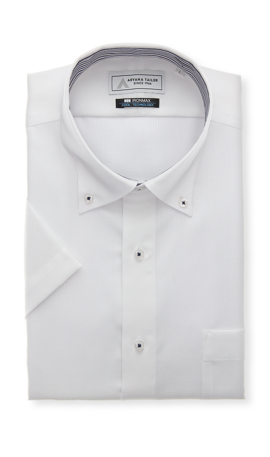 ボタンダウンワイシャツ【半袖】【涼】【NON IRONMAX】 ホワイト 首周り:37cm,裄丈:00
