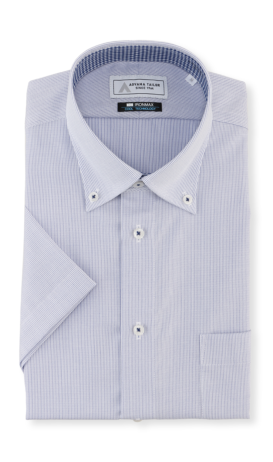 ボタンダウンワイシャツ【半袖】【NON IRONMAX】【COOL TECHNOLOGY】 ブルー 首周り:37cm,裄丈:00