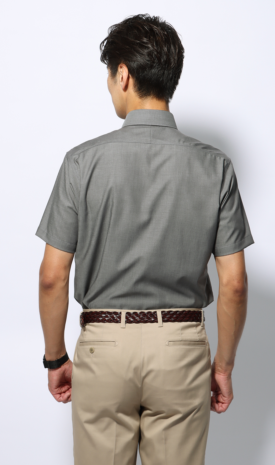 ボタンダウンワイシャツ【半袖】【NON IRONMAX】【COOL TECHNOLOGY】 グレー 首周り:37cm,裄丈:00