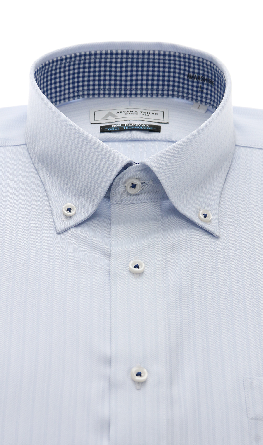 ボタンダウンワイシャツ【半袖】【涼】【NON IRONMAX】 ブルー 首周り:37cm,裄丈:00