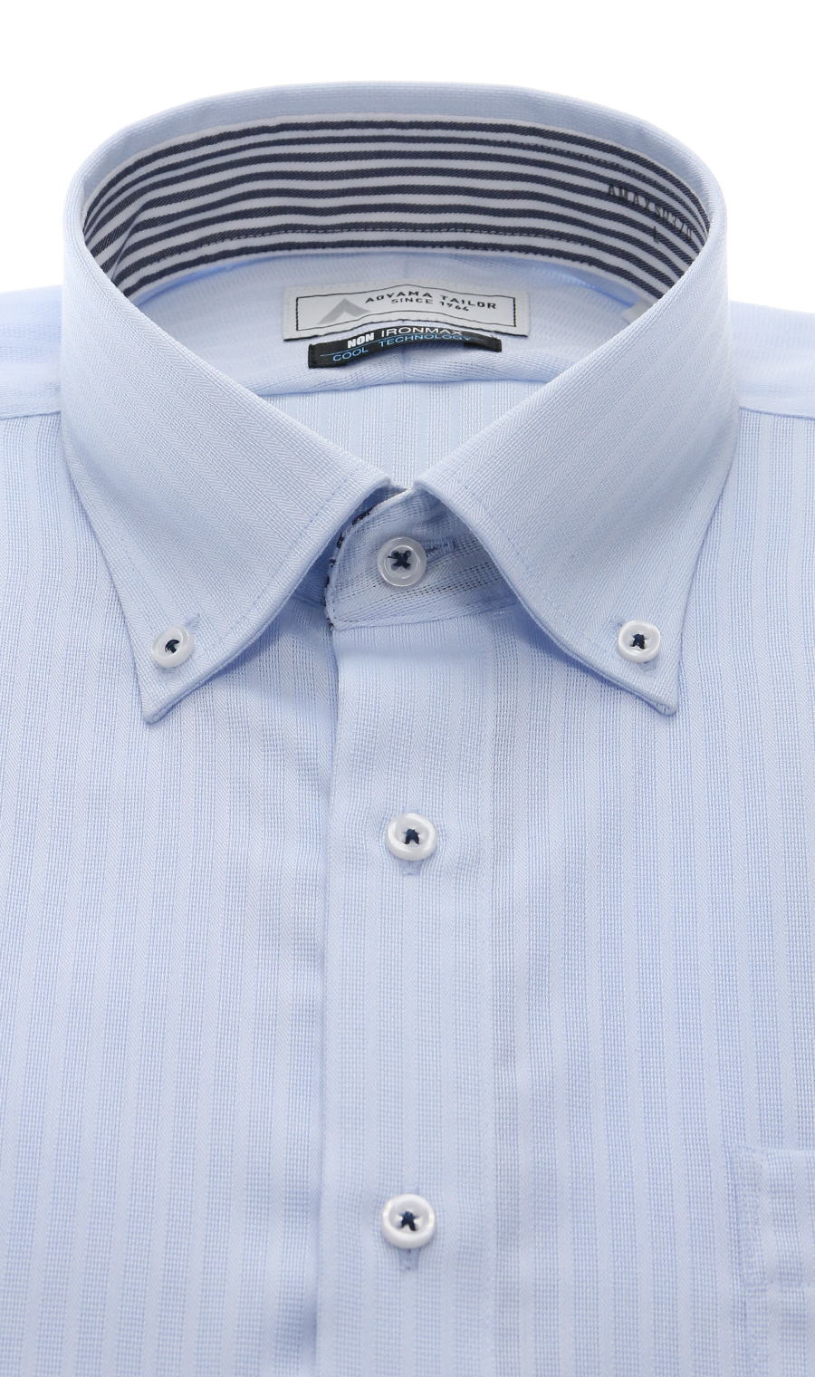 ボタンダウンワイシャツ【半袖】【涼】【NON IRONMAX】 サックス 首周り:37cm,裄丈:00