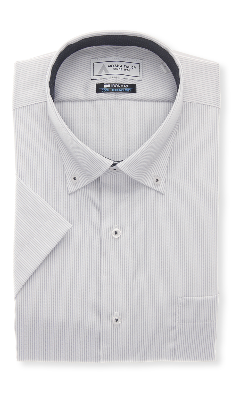 ボタンダウンワイシャツ【半袖】【涼】【NON IRONMAX】 グレー 首周り:37cm,裄丈:00