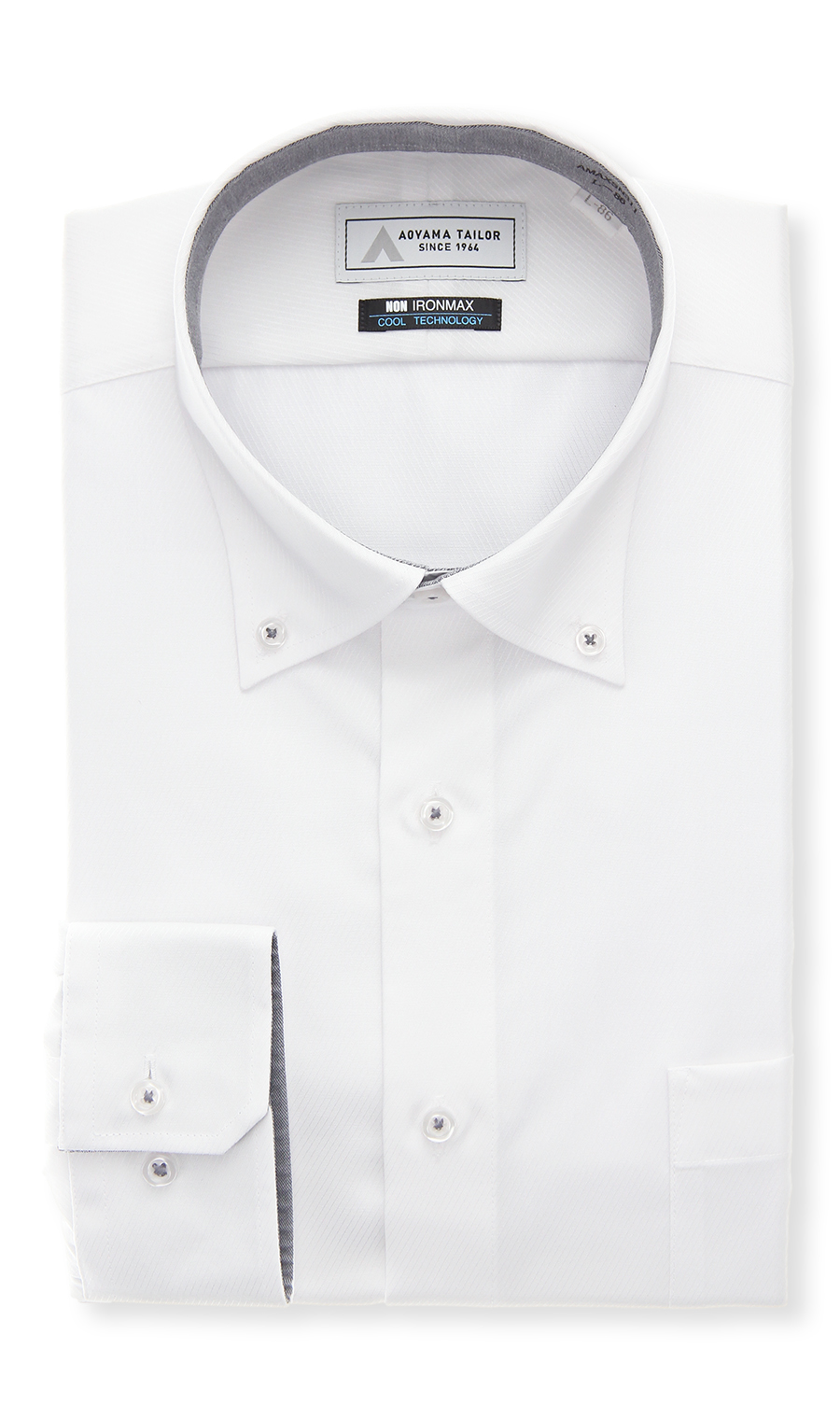 ボタンダウンワイシャツ【涼】【NON IRONMAX】 ホワイト 首周り:37cm,裄丈:78cm