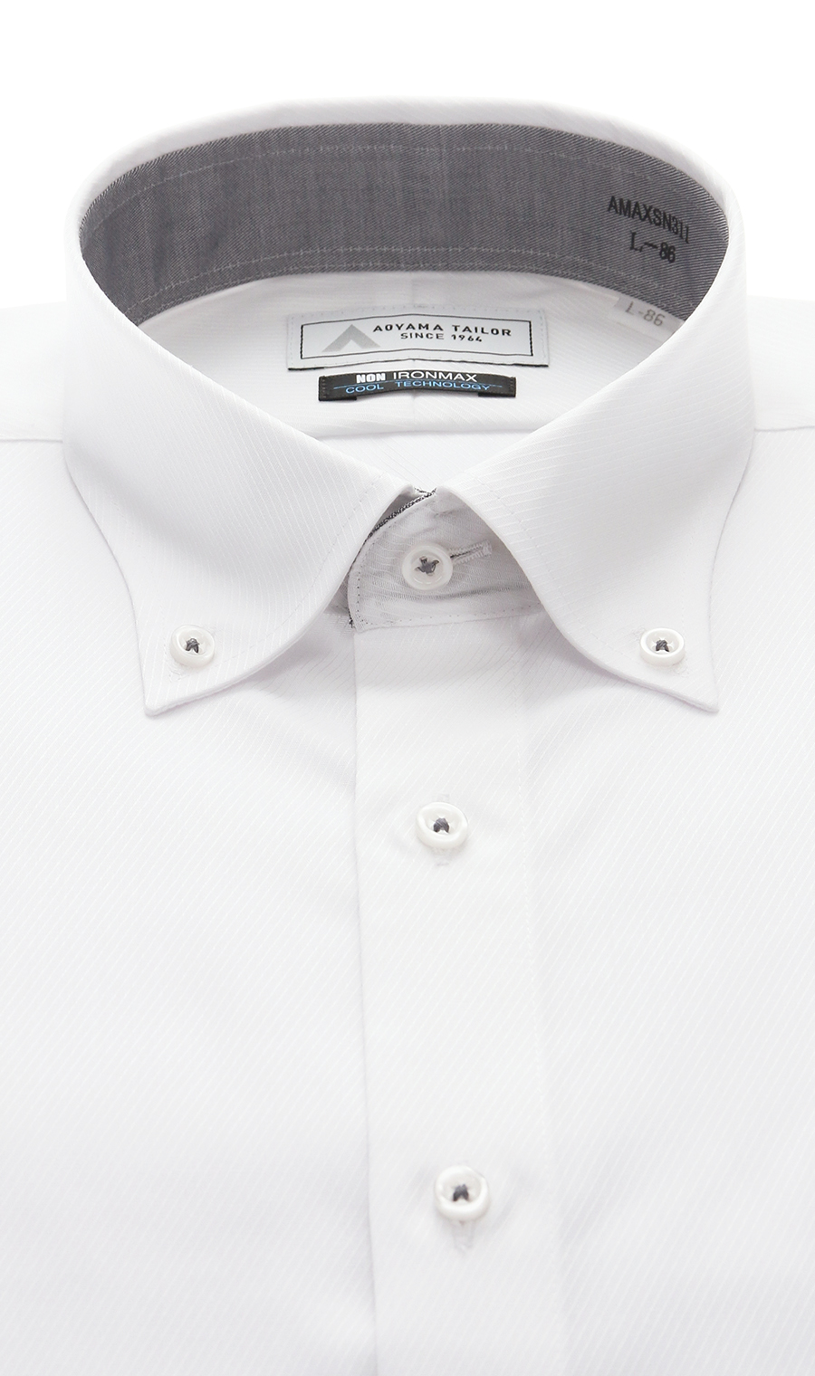 ボタンダウンワイシャツ【涼】【NON IRONMAX】 ホワイト 首周り:37cm,裄丈:78cm