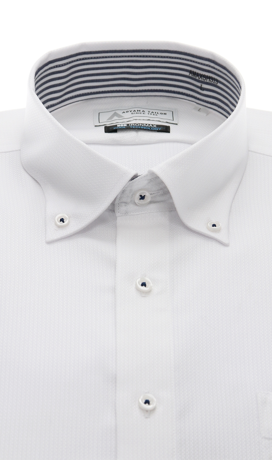 ボタンダウンワイシャツ【キング】【半袖】【涼】【NON IRONMAX】 ホワイト 首周り:45cm,裄丈:00