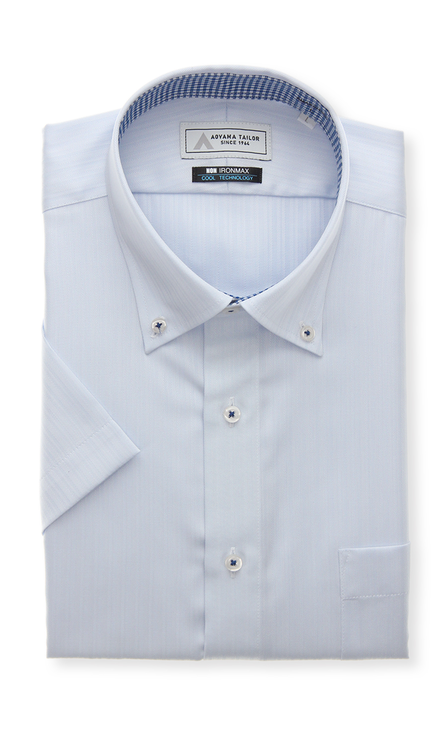ボタンダウンワイシャツ【キング】【半袖】【涼】【NON IRONMAX】 ブルー 首周り:45cm,裄丈:00