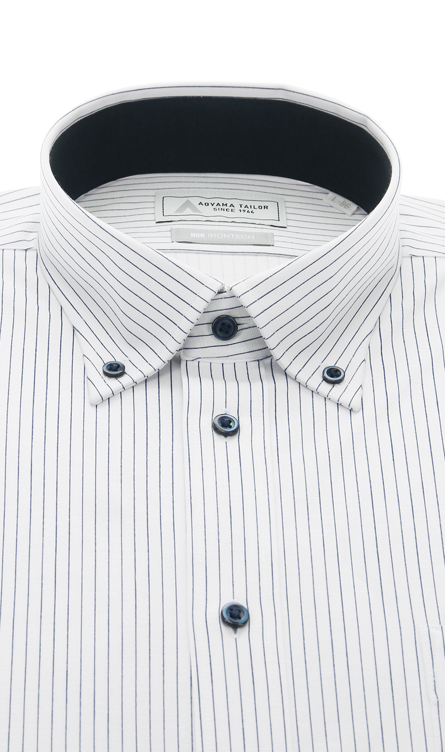 ボタンダウンワイシャツ【NON IRONTECH】【＃すごシャツ】 ネイビー 首周り:37cm,裄丈:78cm