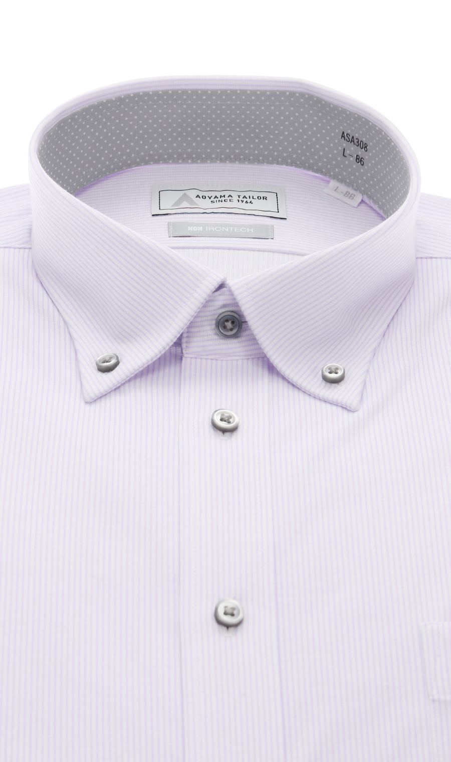 ボタンダウンワイシャツ【NON IRONTECH】【＃すごシャツ】 パープル 首周り:37cm,裄丈:78cm