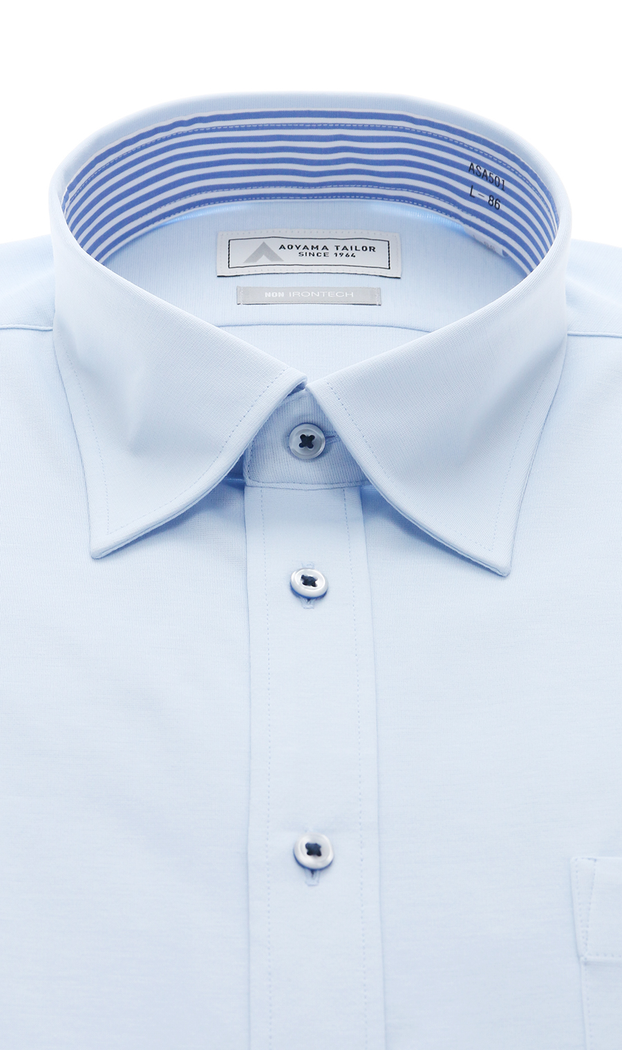 ワイドカラーワイシャツ【NON IRONTECH】【＃すごシャツ】 ブルー 首周り:37cm,裄丈:78cm